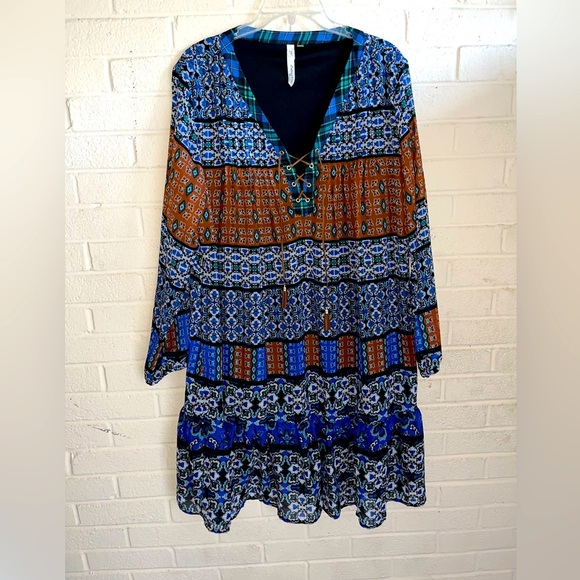 NY Collection Women 1X Multi Pattern Dress - Picture 1 of 7